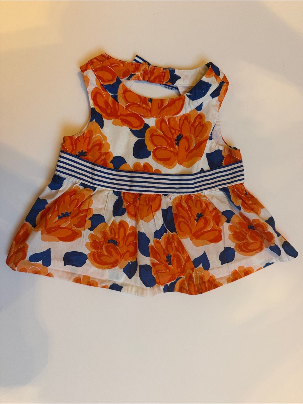 Janie and Jack Girls Floral Peplum Top - Orange & Navy Flowers